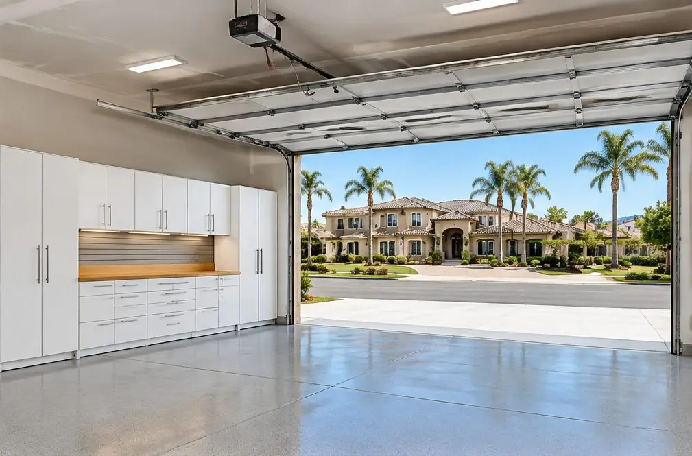 Illustration: a garage with cabinets in a typical Clarendon Hills and Vintage Reserve home