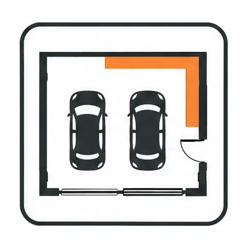 Schematic: L-shape, 2-car garage