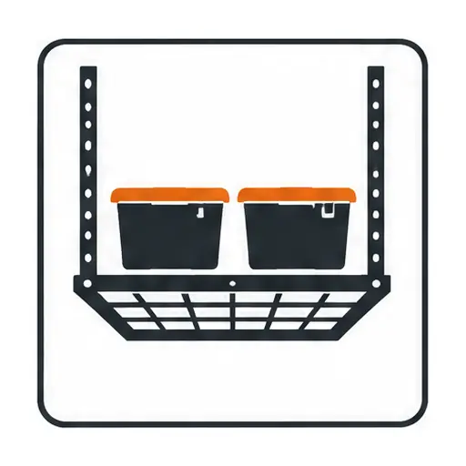 Schematic: Overhead racks and wall storage